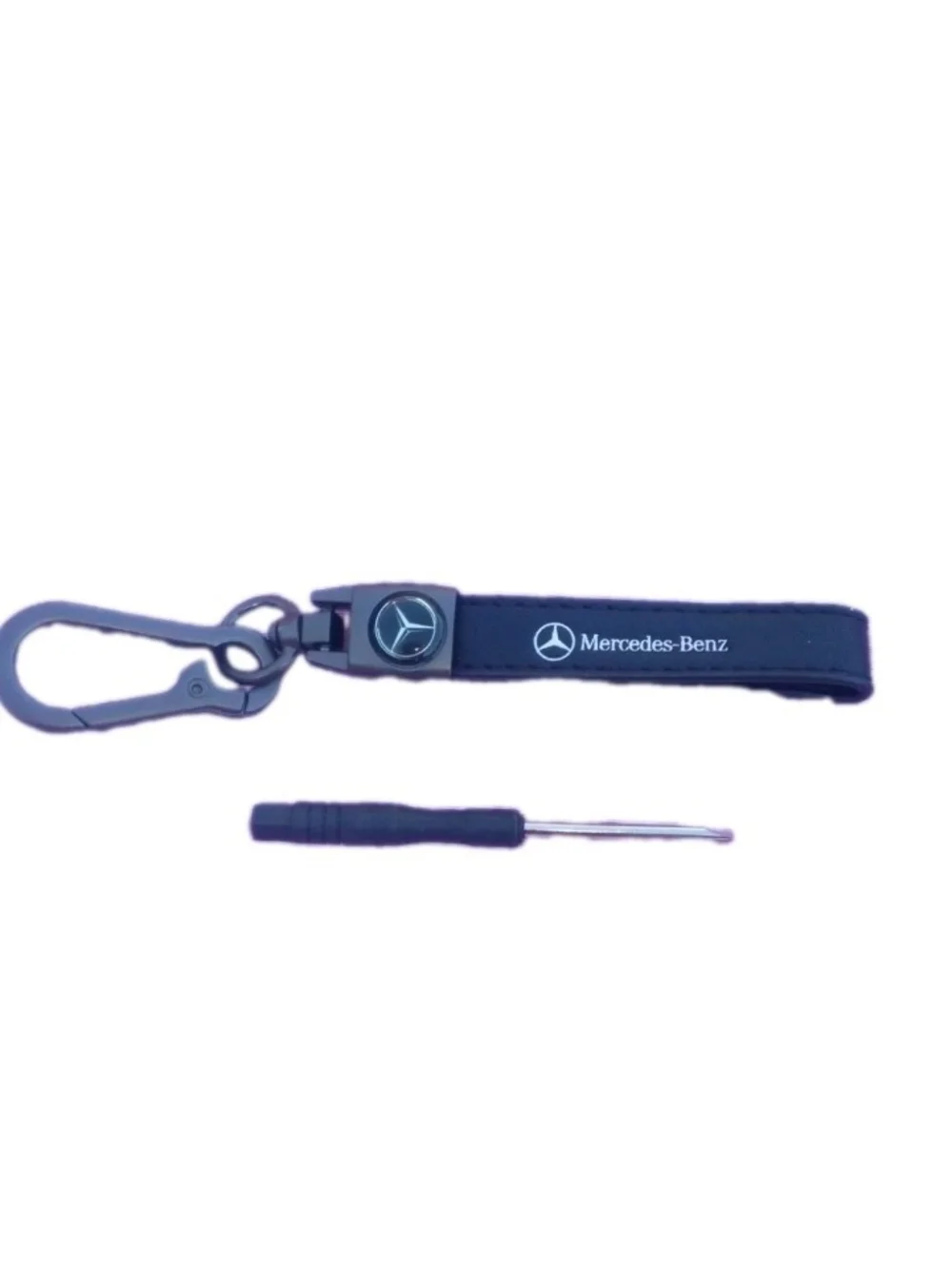 Mercedes Benz Black Leather Keychain Strap